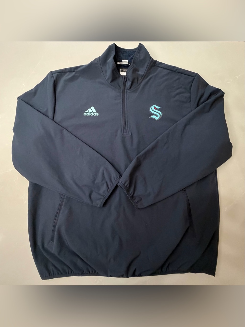 adidas NHL Seattle Kraken COLD.RDY Navy Quarter Zip Jacket Men's Size XL